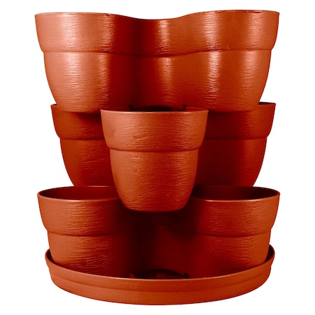 Emsco Group Stackable Flower Tower Planter, Holds up to 9 Plants, Great Both Indoors and Outdoors, Terracotta 2381-1